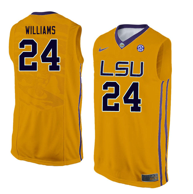 Men #24 Emmitt Williams LSU Tigers College Basketball Jerseys Sale-Gold